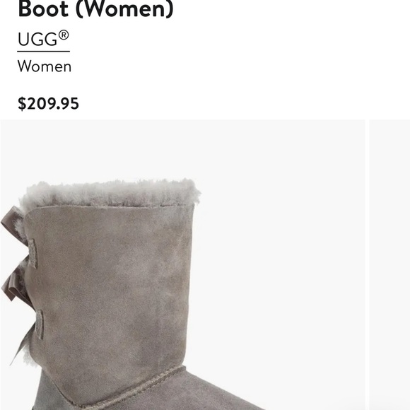 Bailey Bow II Genuine Shearling Boot Women size 6 grey - Picture 8 of 9